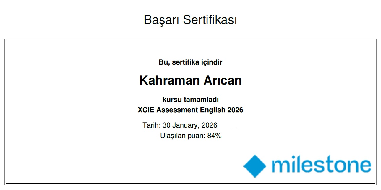 Milestone XCIE Certificate